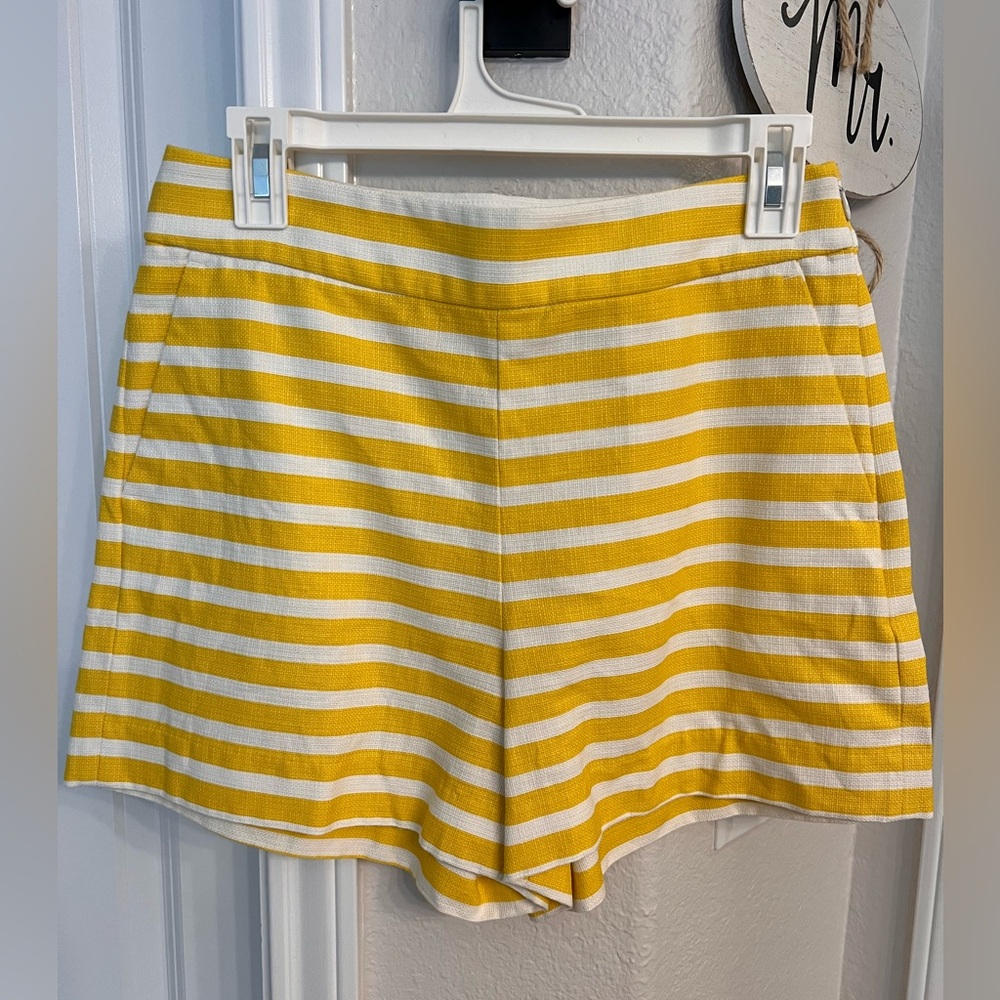 J. Crew size 6 yellow and white striped shorts